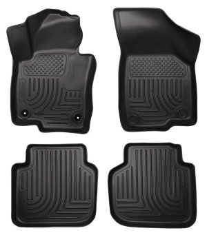 Volkswagen Passat Floor Liners - Front + Rear - Husky Liners - WeatherBeater Front + 2nd Row Combo - Black - 2012